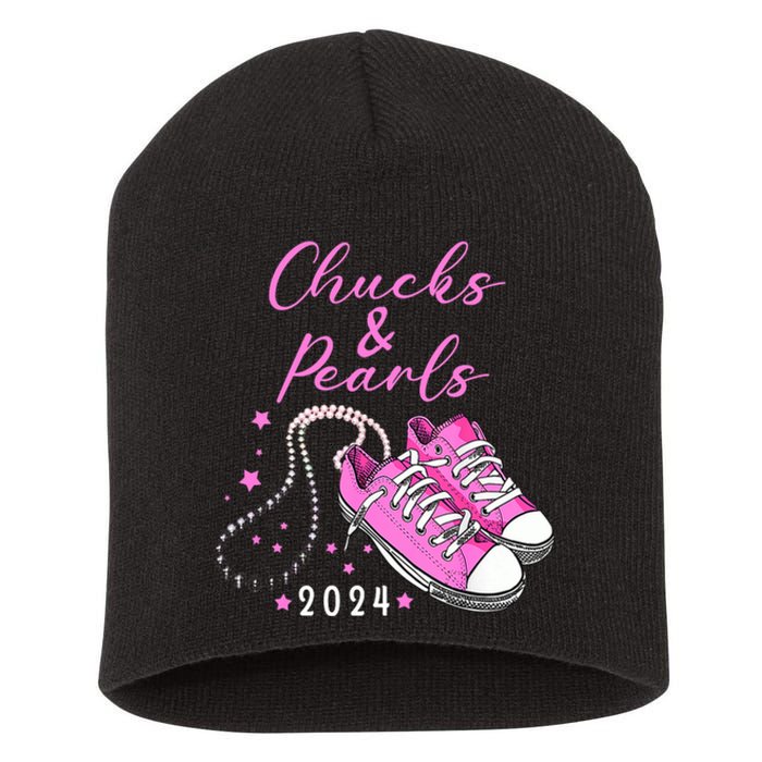 Chucks And Pearls 2024 Kamala Harris For President 47th Short Acrylic Beanie