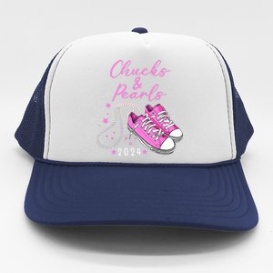 Chucks And Pearls 2024 Kamala Harris For President 47th Trucker Hat