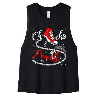 Chucks And Pearls 2024 Kamala Harris 2024 Vote President 47 Women's Racerback Cropped Tank