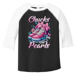 Chucks And Pearls Voting Kamala Harris Usa 2024 Toddler Fine Jersey T-Shirt