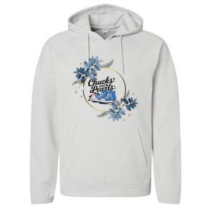 Chucks And Pearls For Ladies 2025 Flowers Performance Fleece Hoodie