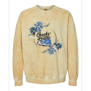 Chucks And Pearls For Ladies 2025 Flowers Colorblast Crewneck Sweatshirt