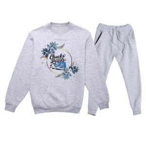 Chucks And Pearls For Ladies 2025 Flowers Premium Crewneck Sweatsuit Set