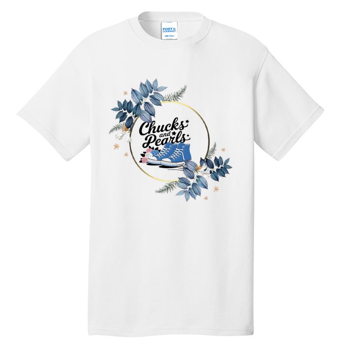 Chucks And Pearls For Ladies 2025 Flowers Tall T-Shirt