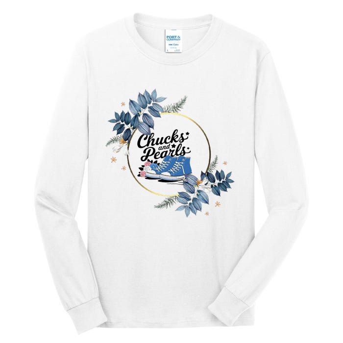 Chucks And Pearls For Ladies 2025 Flowers Tall Long Sleeve T-Shirt