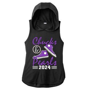 Chucks And Pearls 2024 Voting For Kamala Harris Usa Election Ladies PosiCharge Tri-Blend Wicking Draft Hoodie Tank