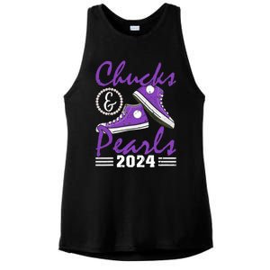 Chucks And Pearls 2024 Voting For Kamala Harris Usa Election Ladies PosiCharge Tri-Blend Wicking Tank