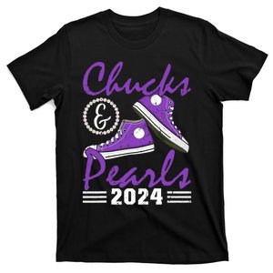 Chucks And Pearls 2024 Voting For Kamala Harris Usa Election T-Shirt