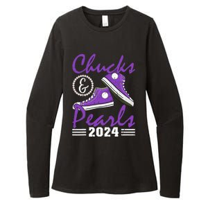 Chucks And Pearls 2024 Voting For Kamala Harris Usa Election Womens CVC Long Sleeve Shirt