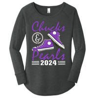 Chucks And Pearls 2024 Voting For Kamala Harris Usa Election Women's Perfect Tri Tunic Long Sleeve Shirt