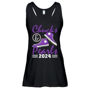 Chucks And Pearls 2024 Voting For Kamala Harris Usa Election Ladies Essential Flowy Tank