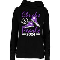 Chucks And Pearls 2024 Voting For Kamala Harris Usa Election Womens Funnel Neck Pullover Hood