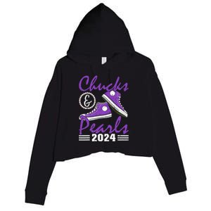 Chucks And Pearls 2024 Voting For Kamala Harris Usa Election Crop Fleece Hoodie