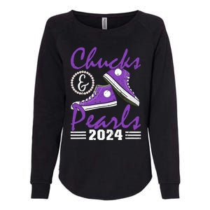 Chucks And Pearls 2024 Voting For Kamala Harris Usa Election Womens California Wash Sweatshirt