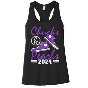 Chucks And Pearls 2024 Voting For Kamala Harris Usa Election Women's Racerback Tank