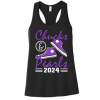 Chucks And Pearls 2024 Voting For Kamala Harris Usa Election Women's Racerback Tank