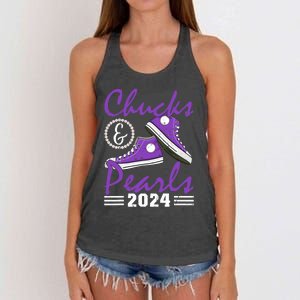 Chucks And Pearls 2024 Voting For Kamala Harris Usa Election Women's Knotted Racerback Tank