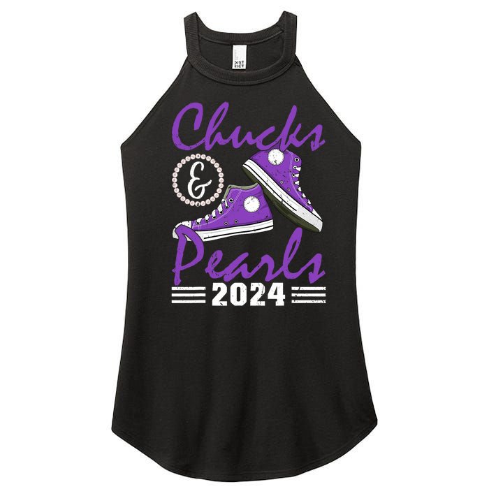 Chucks And Pearls 2024 Voting For Kamala Harris Usa Election Women's Perfect Tri Rocker Tank