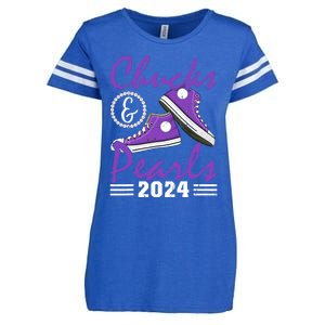 Chucks And Pearls 2024 Voting For Kamala Harris Usa Election Enza Ladies Jersey Football T-Shirt