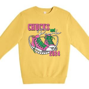 Chucks And Pearls IM With Her Kamala 2024 Gift Premium Crewneck Sweatshirt