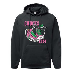 Chucks And Pearls IM With Her Kamala 2024 Gift Performance Fleece Hoodie