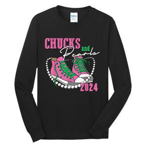 Chucks And Pearls IM With Her Kamala 2024 Gift Tall Long Sleeve T-Shirt