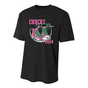 Chucks And Pearls IM With Her Kamala 2024 Gift Youth Performance Sprint T-Shirt