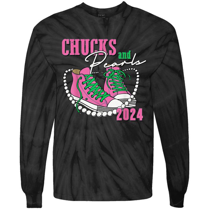 Chucks And Pearls IM With Her Kamala 2024 Gift Tie-Dye Long Sleeve Shirt