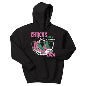 Chucks And Pearls IM With Her Kamala 2024 Gift Kids Hoodie