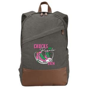 Chucks And Pearls IM With Her Kamala 2024 Gift Cotton Canvas Backpack