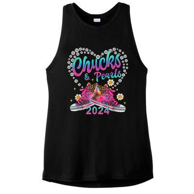 Chucks And Pearls Kamala Harris 2024 For President 47 Ladies PosiCharge Tri-Blend Wicking Tank