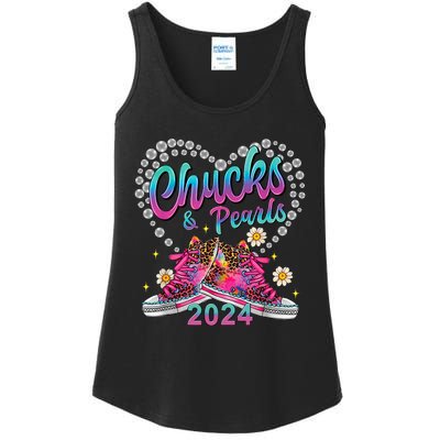 Chucks And Pearls Kamala Harris 2024 For President 47 Ladies Essential Tank