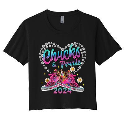 Chucks And Pearls Kamala Harris 2024 For President 47 Women's Crop Top Tee