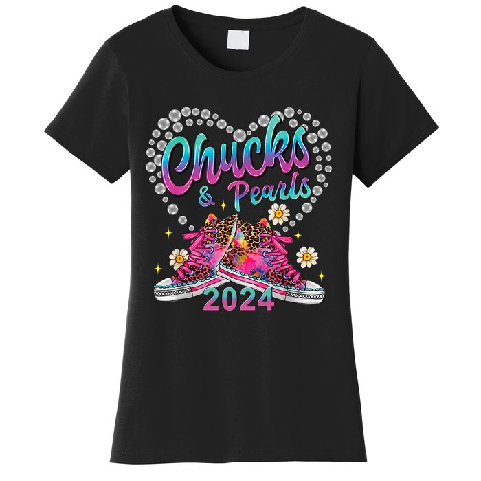 Chucks And Pearls Kamala Harris 2024 For President 47 Women's T-Shirt