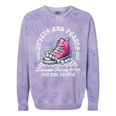 Chucks And Pearls Kamala Harris 2024 President Campaign Colorblast Crewneck Sweatshirt