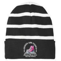 Chucks And Pearls Kamala Harris 2024 President Campaign Striped Beanie with Solid Band