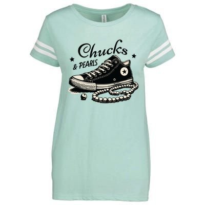 Chucks And Pearls Im With Her Kamala 2024 Retro Vintage Enza Ladies Jersey Football T-Shirt