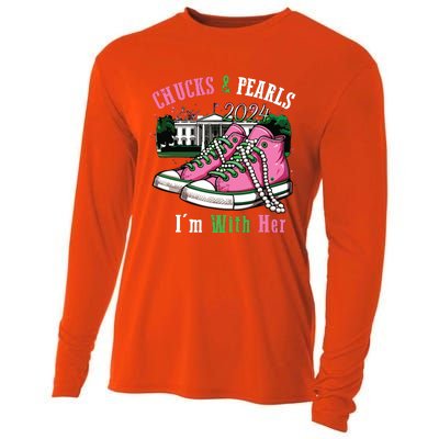 Chucks And Pearls 2024 Im With Her Women Voting Cooling Performance Long Sleeve Crew