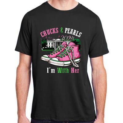 Chucks And Pearls 2024 Im With Her Women Voting Adult ChromaSoft Performance T-Shirt