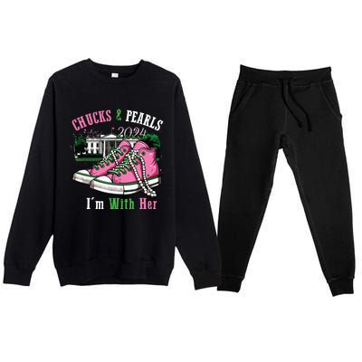 Chucks And Pearls 2024 Im With Her Women Voting Premium Crewneck Sweatsuit Set