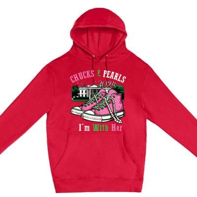 Chucks And Pearls 2024 Im With Her Women Voting Premium Pullover Hoodie