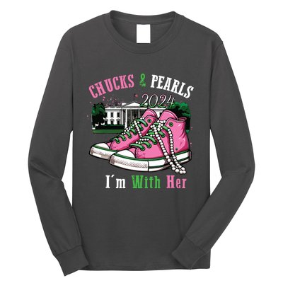 Chucks And Pearls 2024 Im With Her Women Voting Long Sleeve Shirt