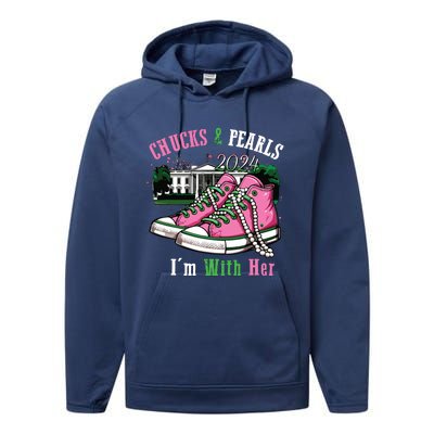 Chucks And Pearls 2024 Im With Her Women Voting Performance Fleece Hoodie