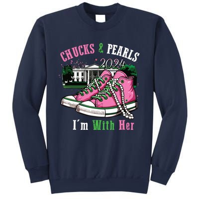 Chucks And Pearls 2024 Im With Her Women Voting Sweatshirt