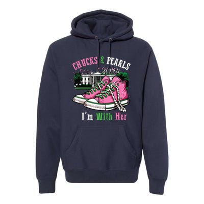 Chucks And Pearls 2024 Im With Her Women Voting Premium Hoodie