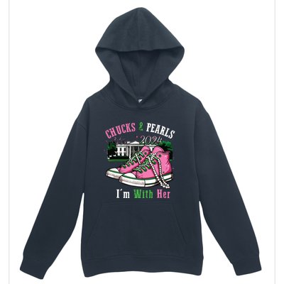 Chucks And Pearls 2024 Im With Her Women Voting Urban Pullover Hoodie