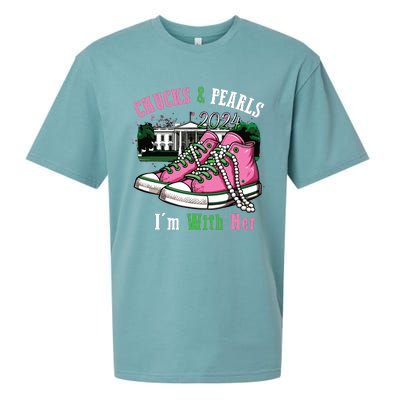 Chucks And Pearls 2024 Im With Her Women Voting Sueded Cloud Jersey T-Shirt