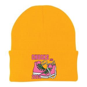 Chucks And Pearls Im With Her Kamala 2024 Knit Cap Winter Beanie