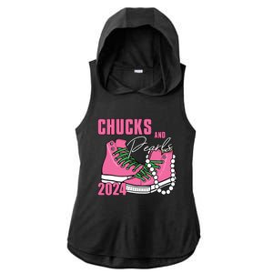 Chucks And Pearls Im With Her Kamala 2024 Ladies PosiCharge Tri-Blend Wicking Draft Hoodie Tank