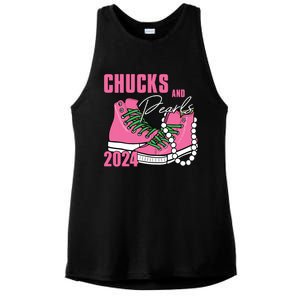 Chucks And Pearls Im With Her Kamala 2024 Ladies PosiCharge Tri-Blend Wicking Tank